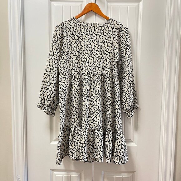 NWOT Jun From Korea Gingham Floral Babydoll Dress Ivory Cream – M - Picture 5 of 11